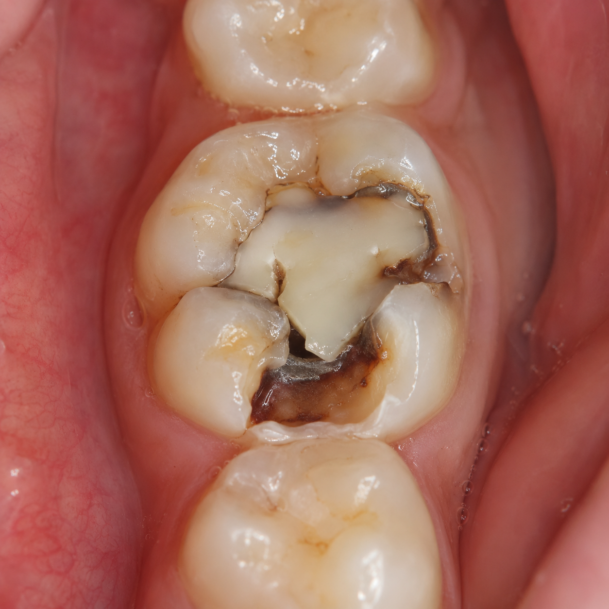 Illustration of a pediatric Class II restoration in a primary molar showing proximal contact, contour, marginal ridge, and gingival margin adaptation.
